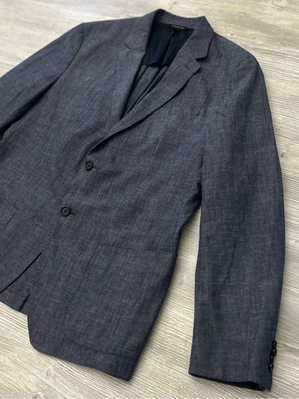 44L Banana Republic Men's Slim Fit Cotton Chambray Blazer - West Palm Blue